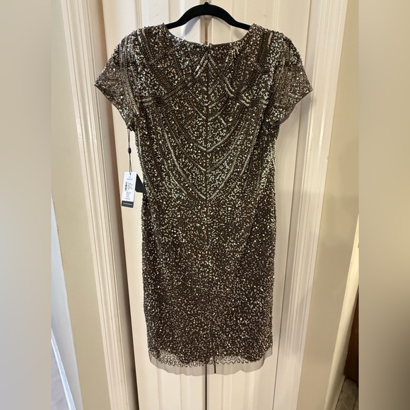Adrianna Papell Brown Gold Sequin Sheath Dress - Picture 7 of 12